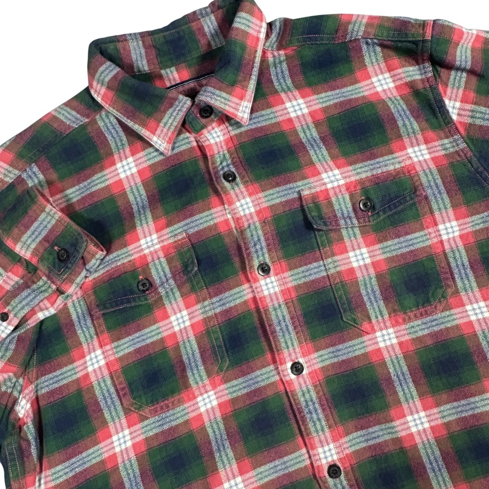 Vineyard Vines Owen Shirt Button Up Men L Red Green Plaid Long Sleeve Pockets
